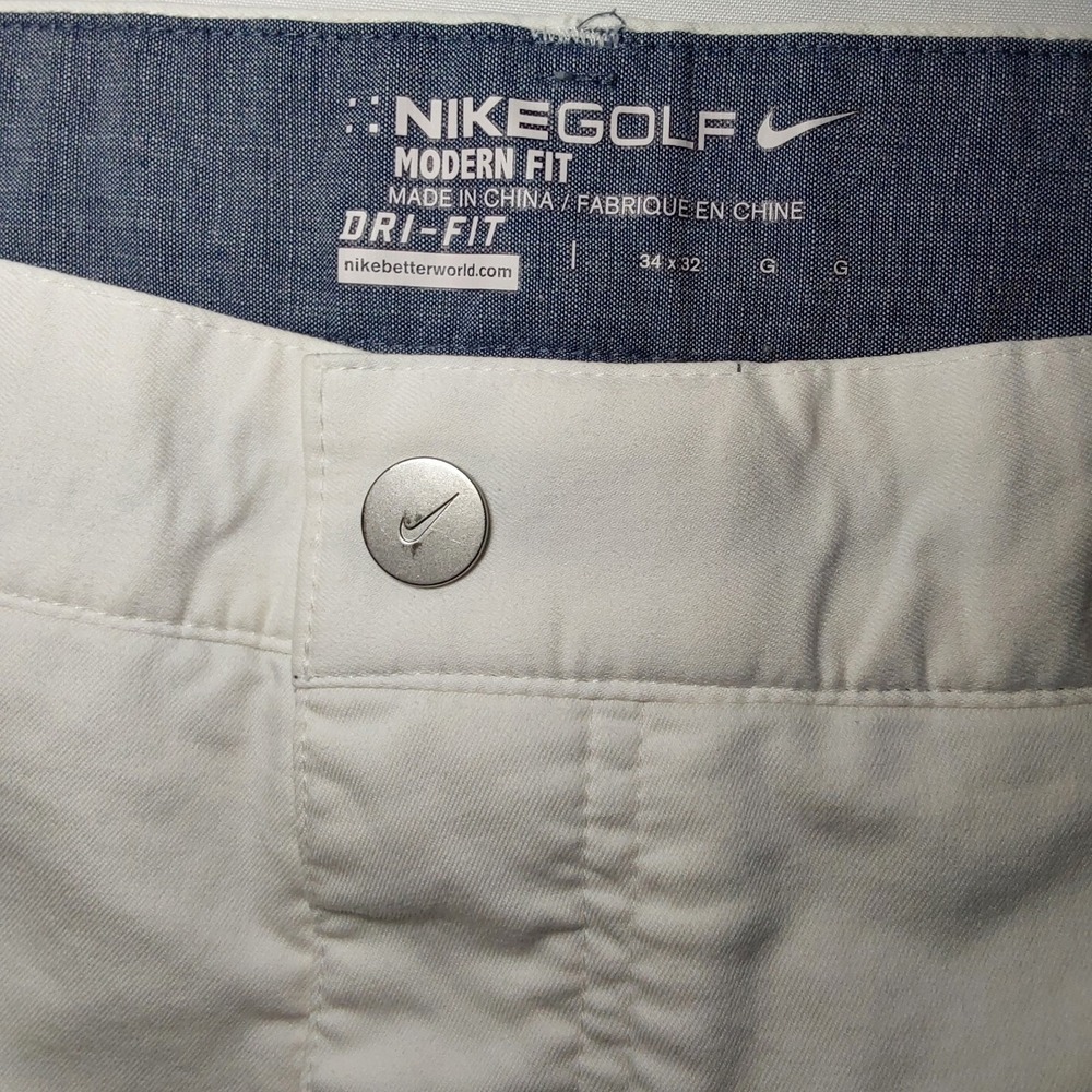 Nike Golf Pants White Dri Fit Flat Stretch Modern Fit Men's Size 34 x 32